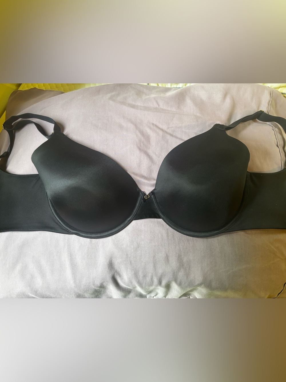 Smooth black full coverage soft lightly lined bra thick straps